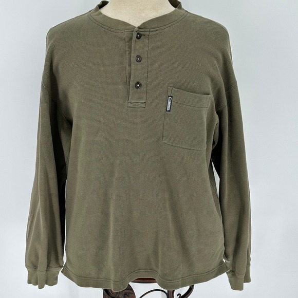 Sorel Other - Sorel Mens Long Sleeve Thermal Henley Shirt Olive Green Pocket Size L